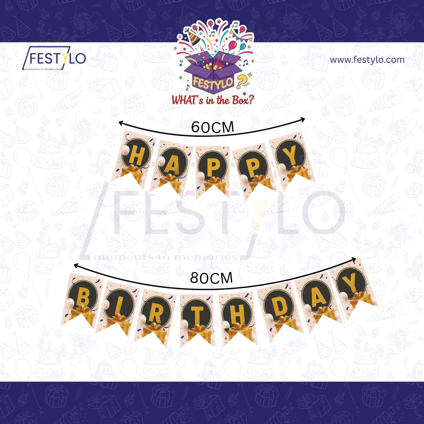 Elegant Black Happy Birthday Banner