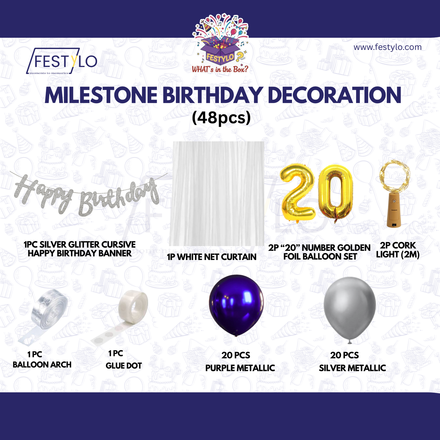 20th Birthday Milestone Decoration Kit