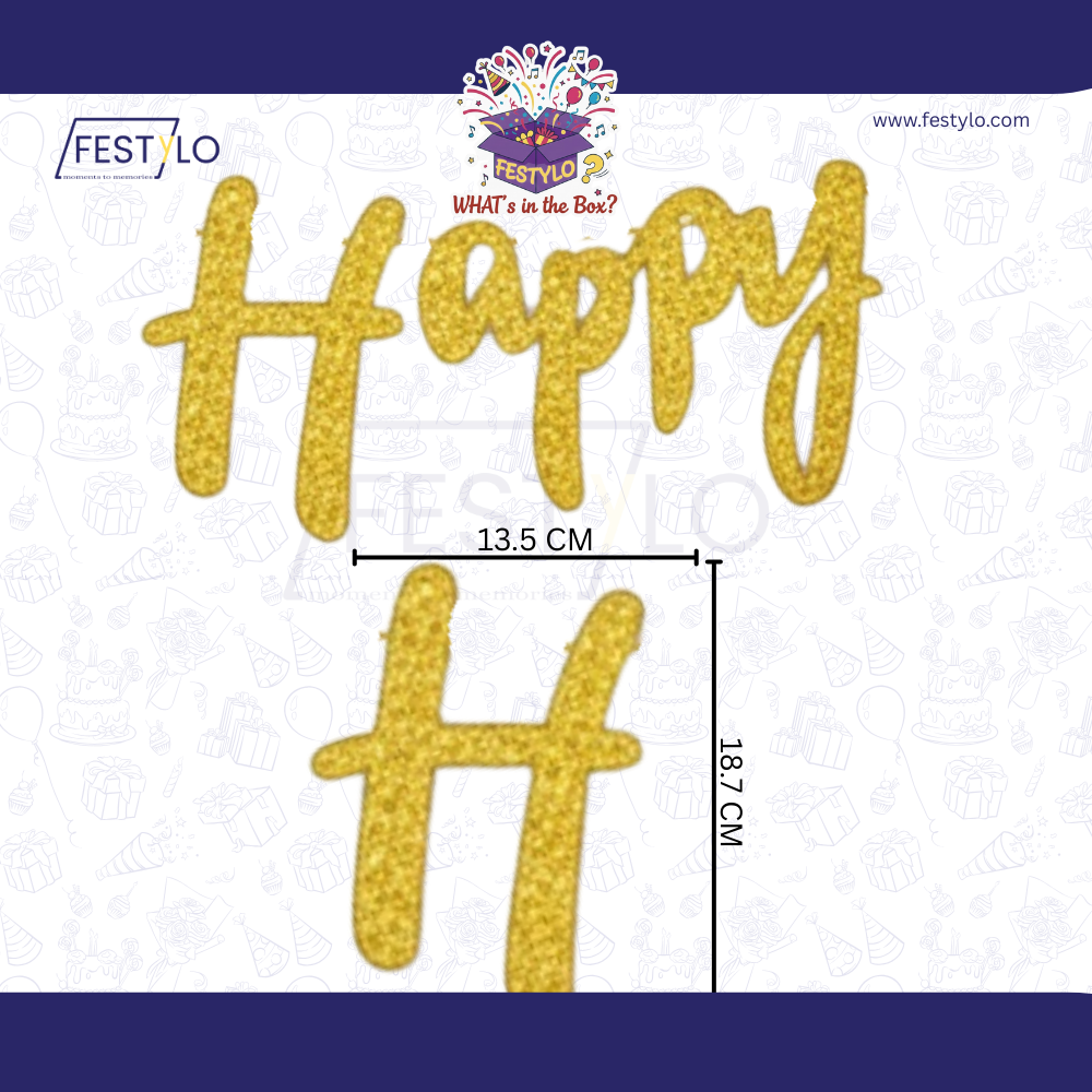 Golden Cursive Birthday Banner Set