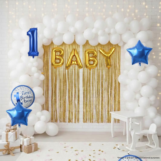 Baby Boy First Birthday Decor (64 pcs)