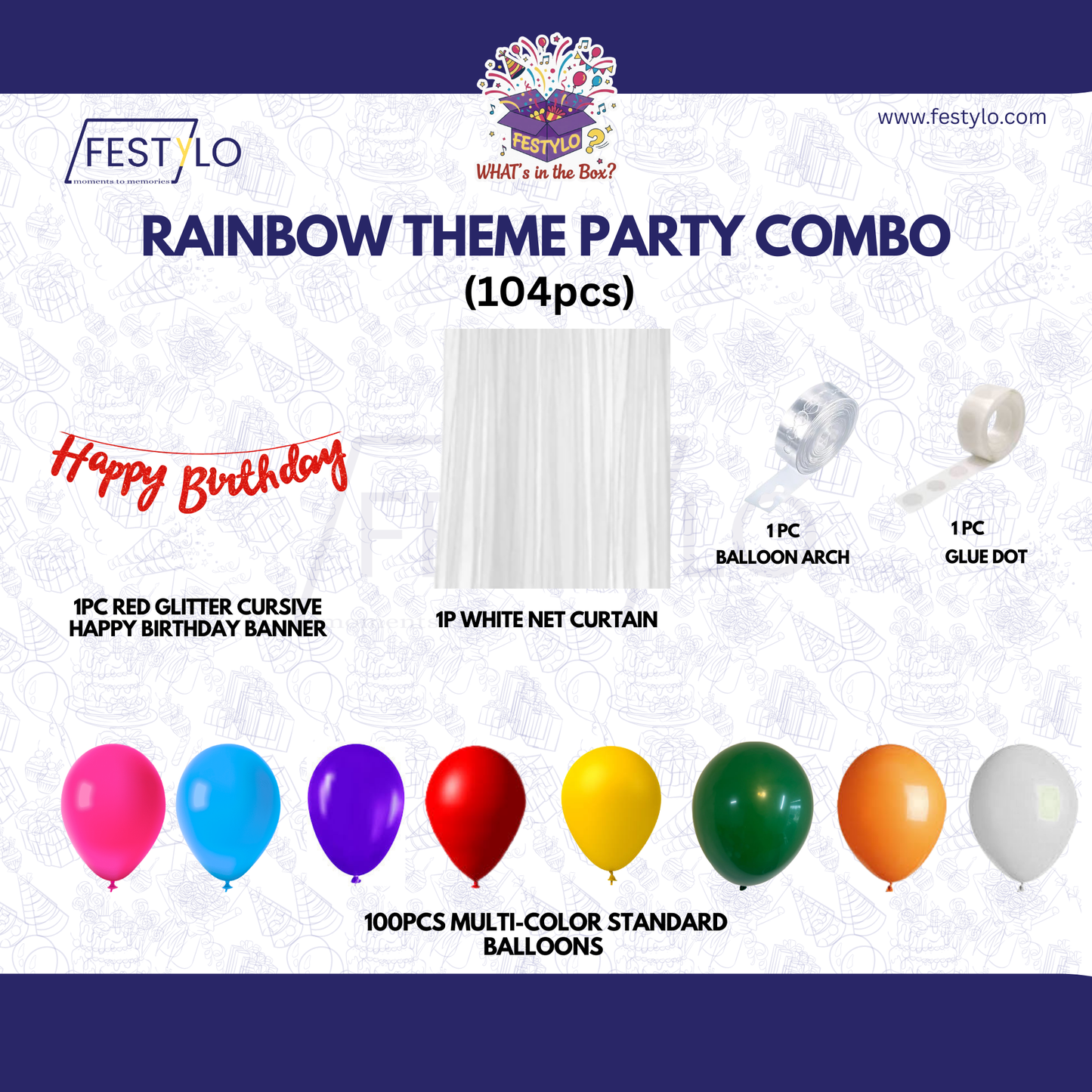 Rainbow Theme  Red Banner Party Combo