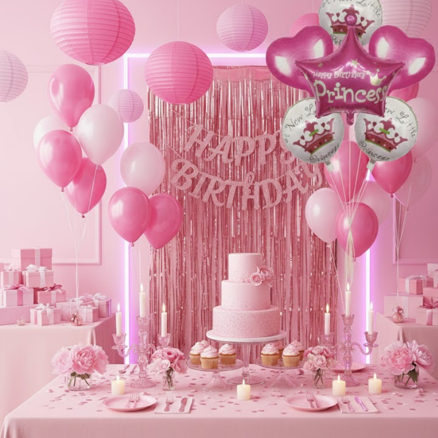 Princess Star Birthday 5 pcs Foil Balloons