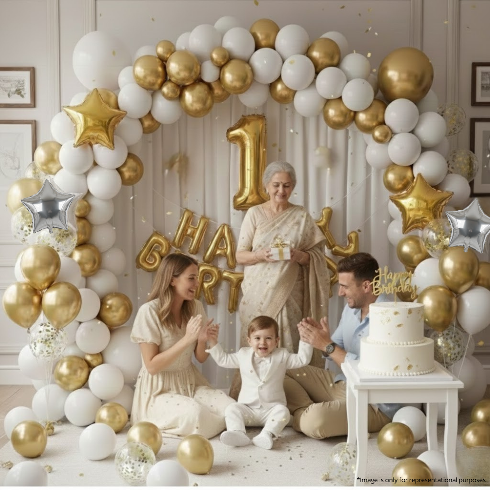 Golden First Birthday Decoration Set (70 pcs)