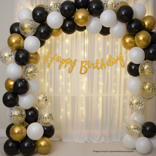 Black Gold Birthday Decoration Combo (25 pcs)