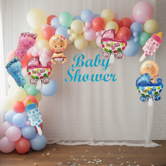 Baby Shower Pastel Theme Decoration Combo Kit (112 Pcs)