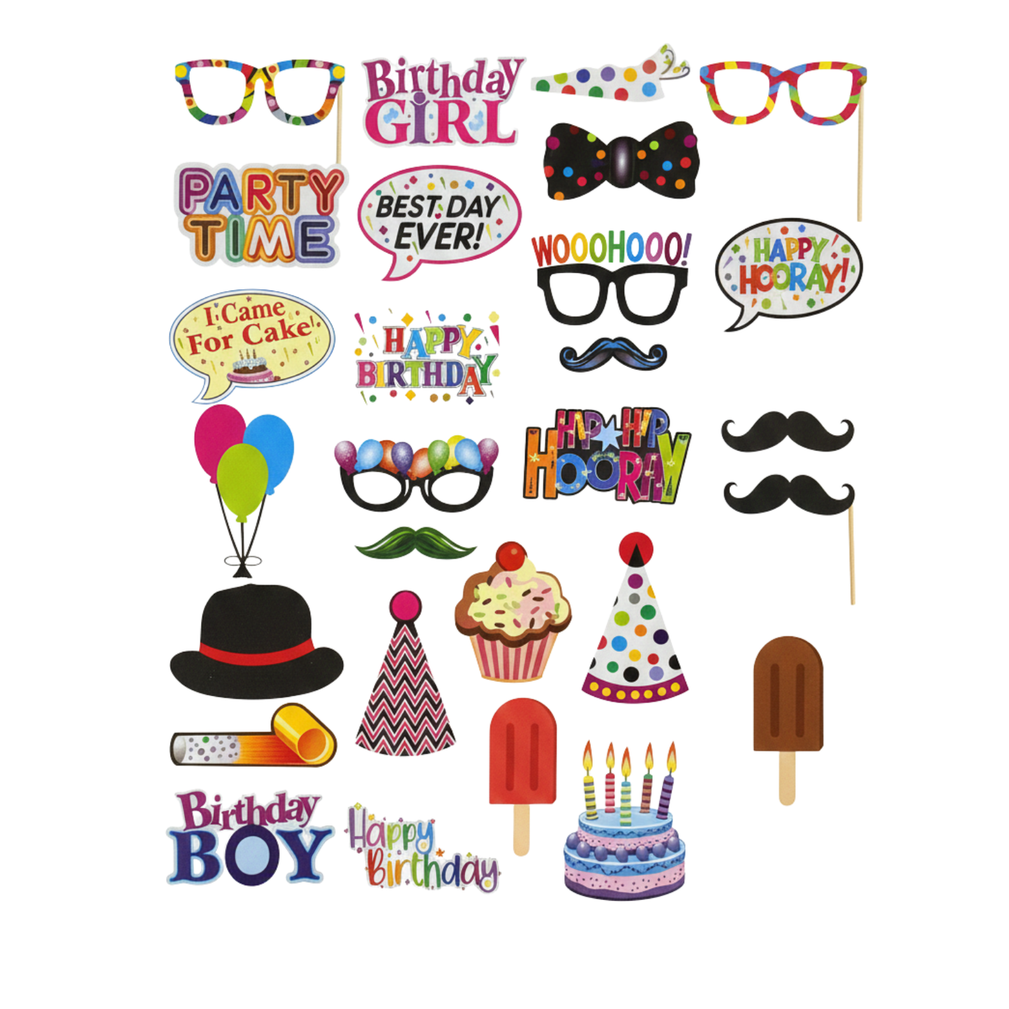 Birthday Party Photo Props Set (23 pcs)