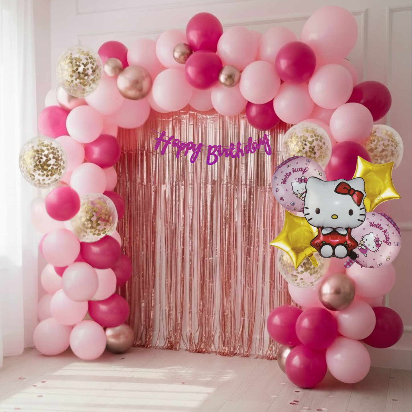 Hello Kitty Birthday Combo (55 pcs) Rose Gold Frills