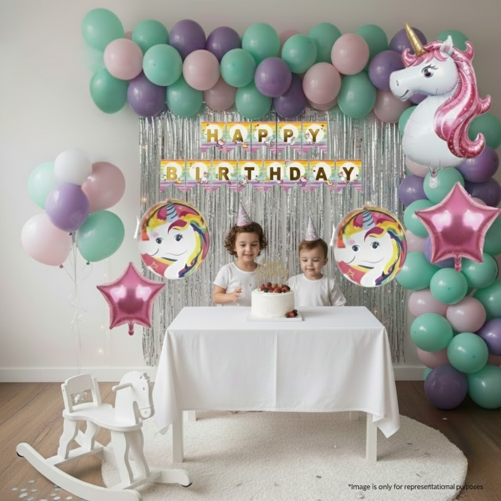Unicorn Pastel Birthday Decoration Kit (38 pcs)