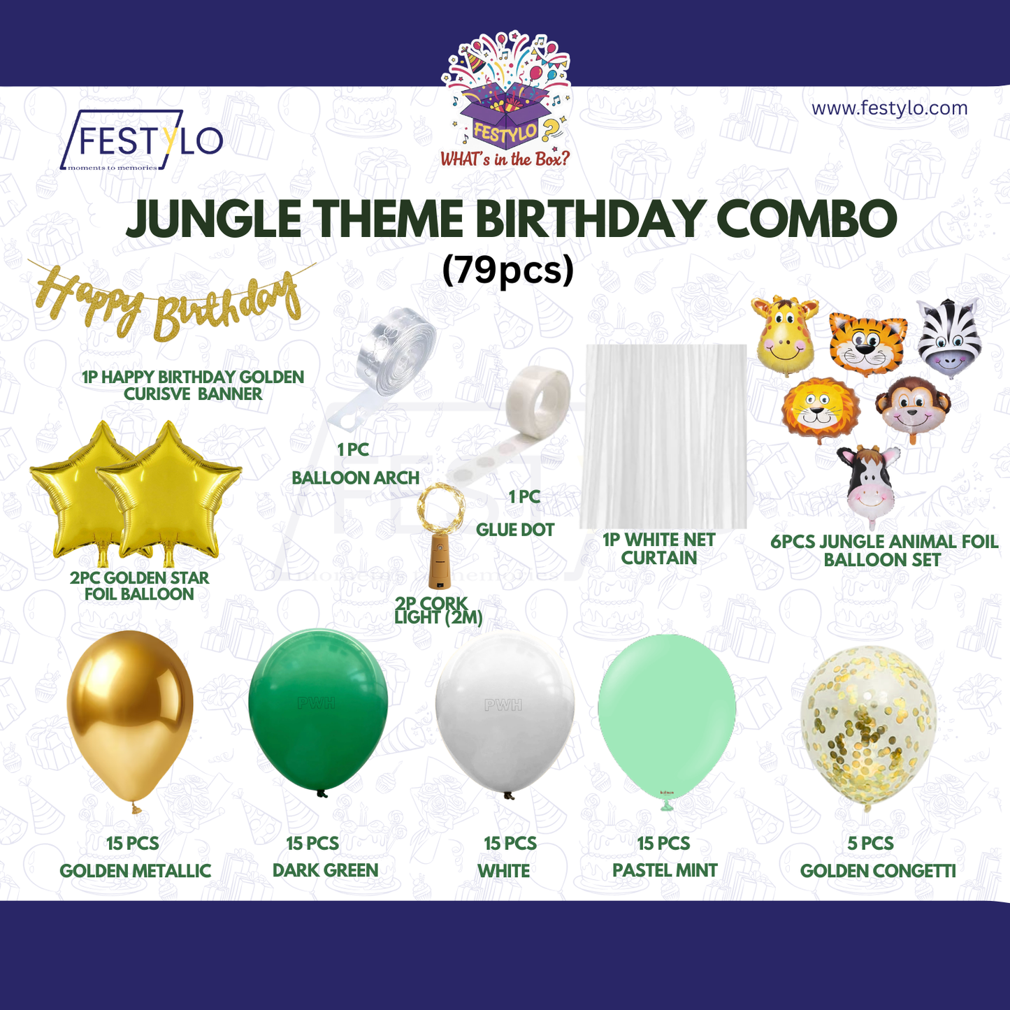 Premium Jungle Birthday Combo (79 Pcs)