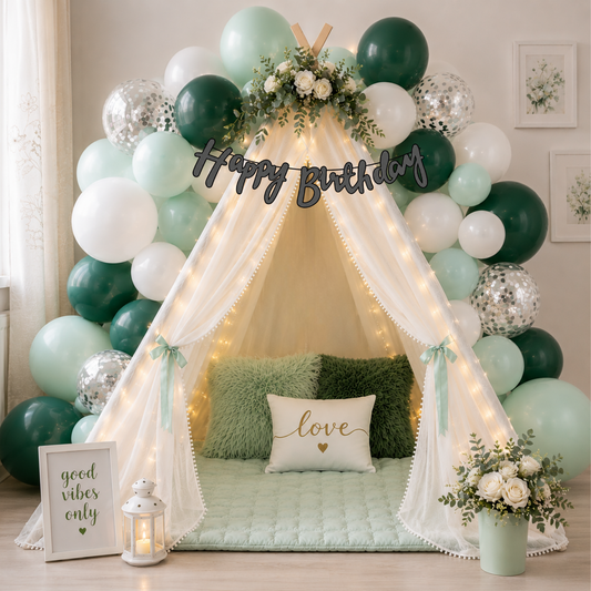 Green Theme Birthday Decoration Combo – 59 Pcs