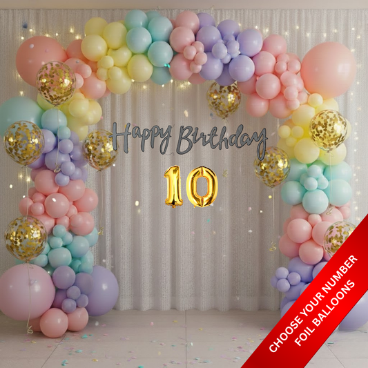 Pastel Theme Birthday Combo Kit with Black & Grey banner