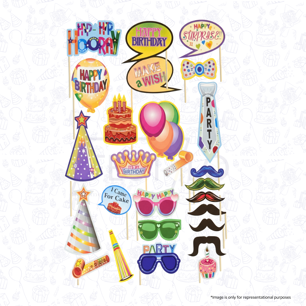 Birthday Photo Booth Props Set (26 pcs)