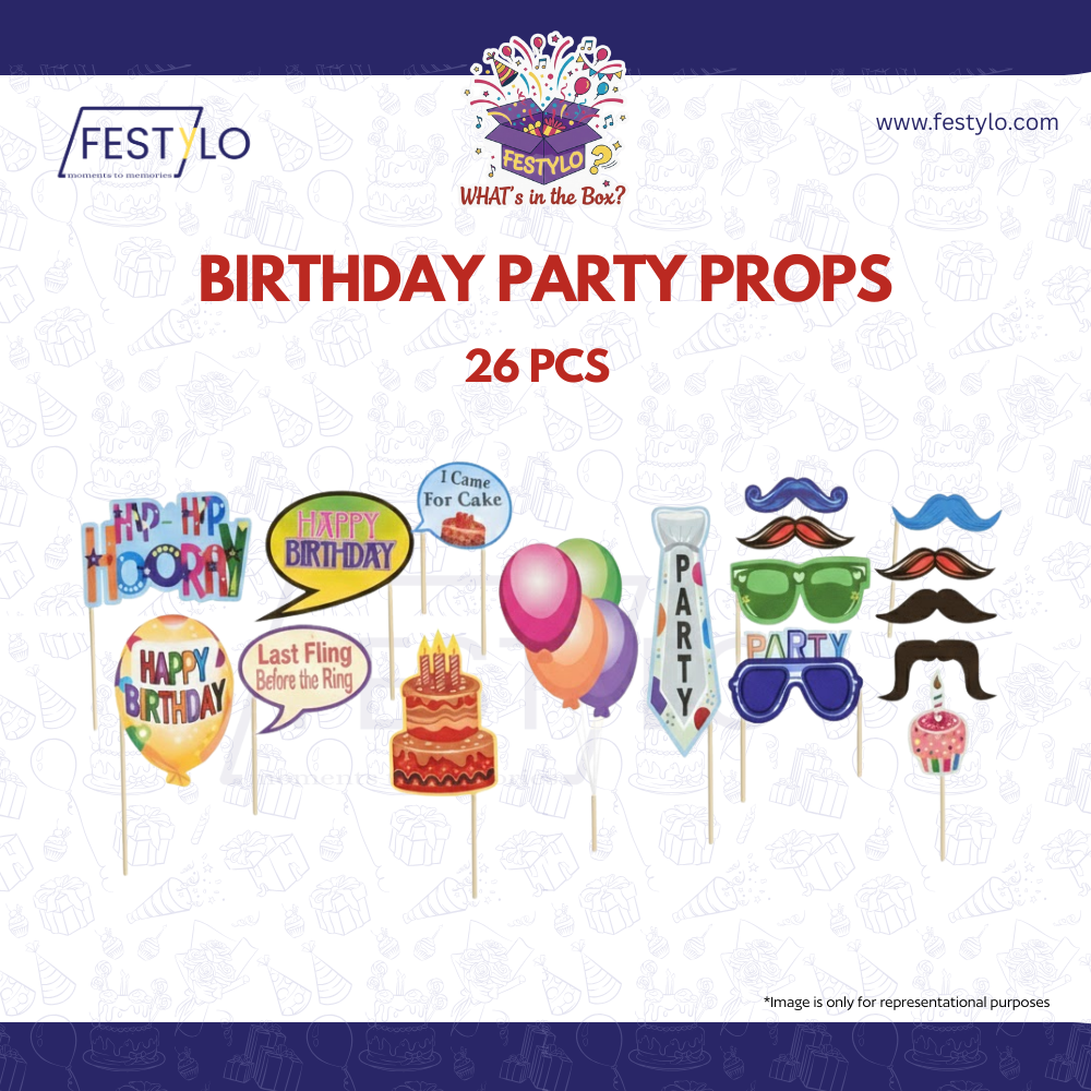 Birthday Photo Booth Props Set (26 pcs)