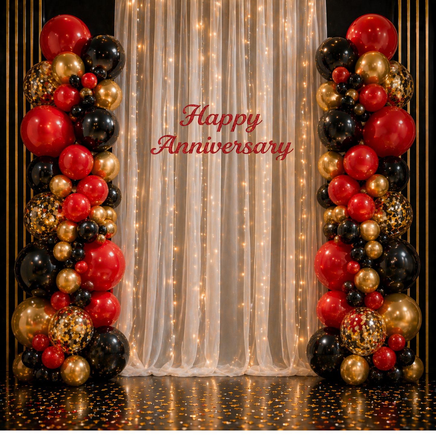 Red Black Gold Anniversary Decoration Combo (71 pcs)
