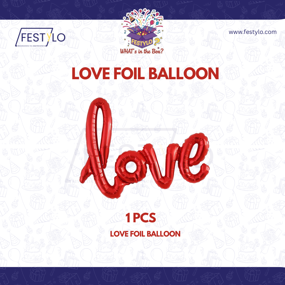 Red Love Cursive Foil Balloon Banner