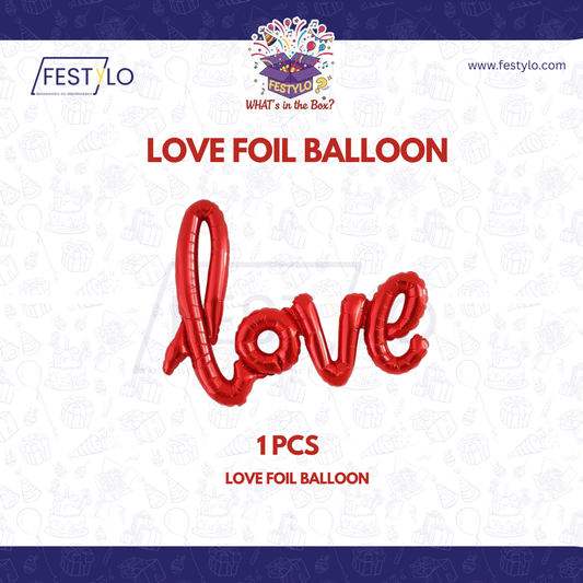 Red Love Cursive Foil Balloon Banner