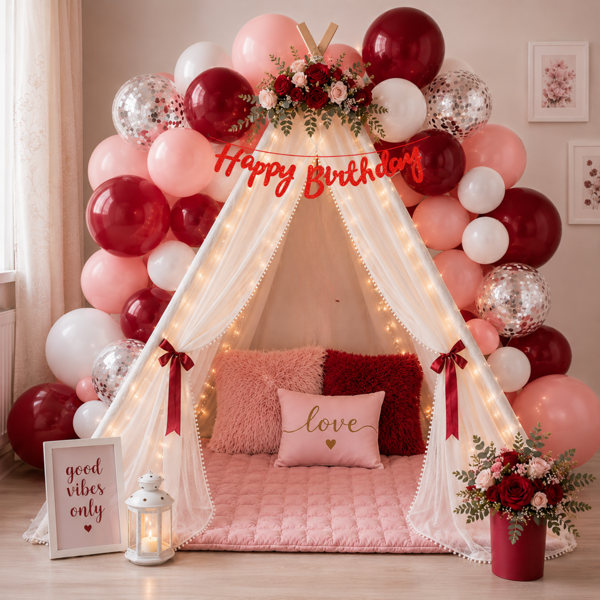 Red Theme Birthday Decoration Combo – 59 Pcs