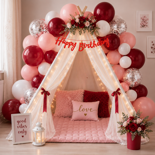 Red Theme Birthday Decoration Combo – 59 Pcs