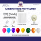 Rainbow Theme Black & Grey Banner with Golden confetti Decoration Kit (114 Pcs)