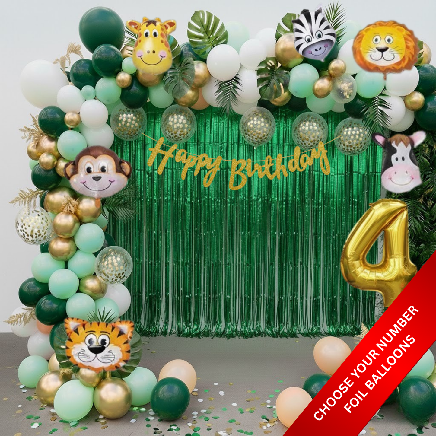 Jungle Birthday Decoration Combo (81 Pcs) Custom.