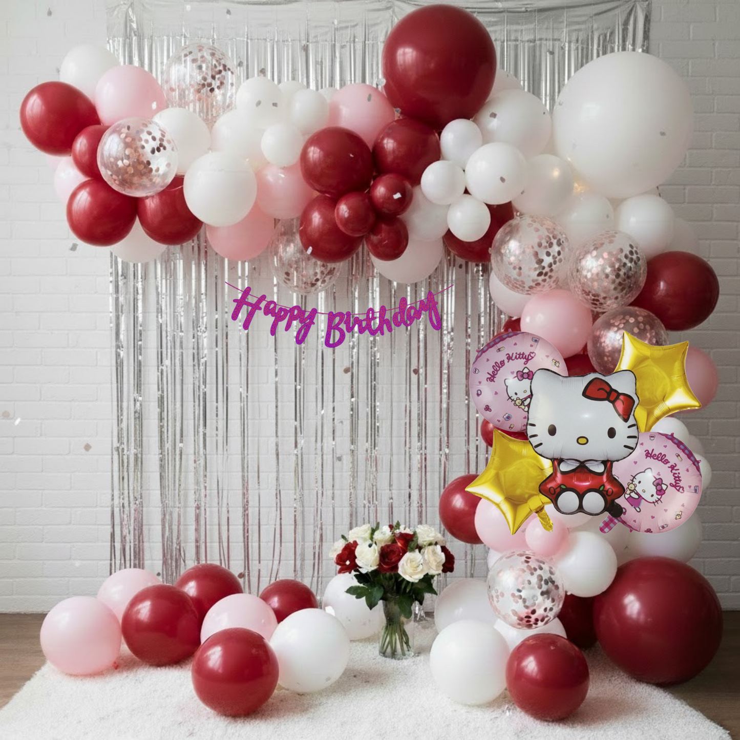 Hello Kitty Birthday Combo (60 pcs) Silver Frills