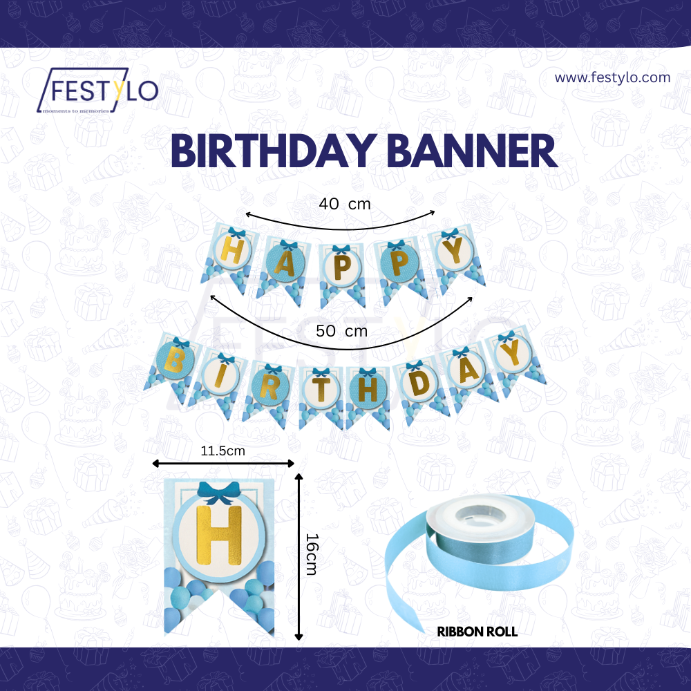 Blue Birthday Party Decoration Kit (50 pcs)