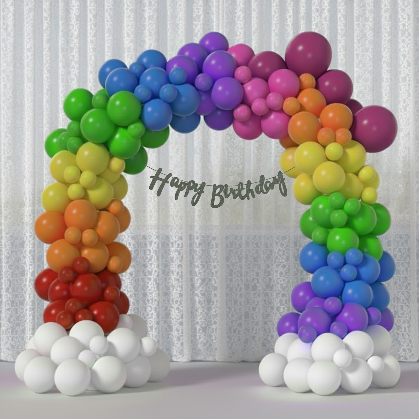 Rainbow Theme  Silver Banner Party Combo