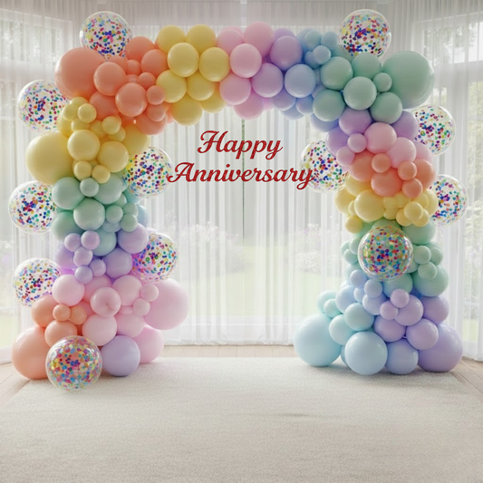 Pastel Theme Party Combo Decoration Kit (114 pcs) – Happy Anniversary