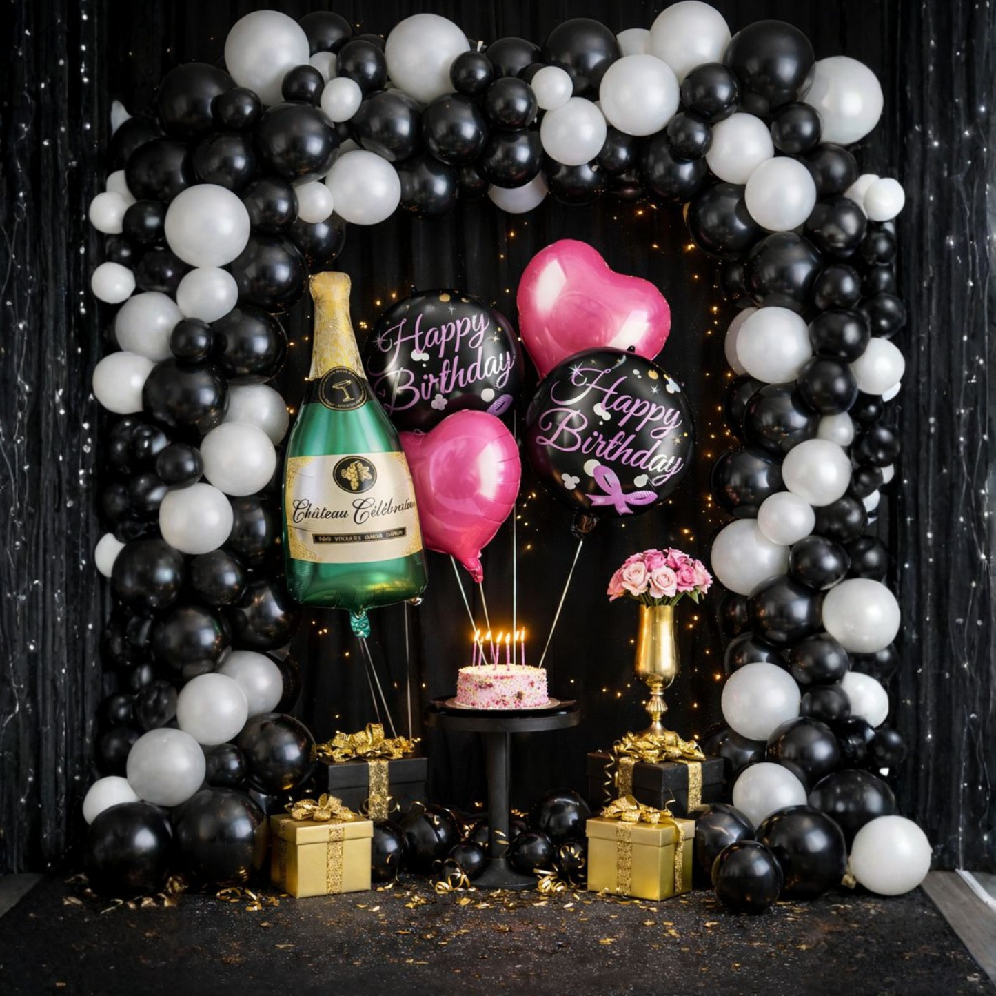 Champagne Bottle Birthday 5 pcs Foil Balloons