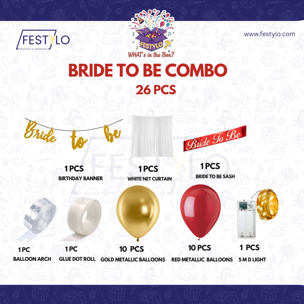 Golden Bride To Be Decoration Set (26 pcs)