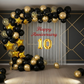 10th Anniversary Combo Decoration Kit (53 Pcs) – Black & Gold Theme with Curtain