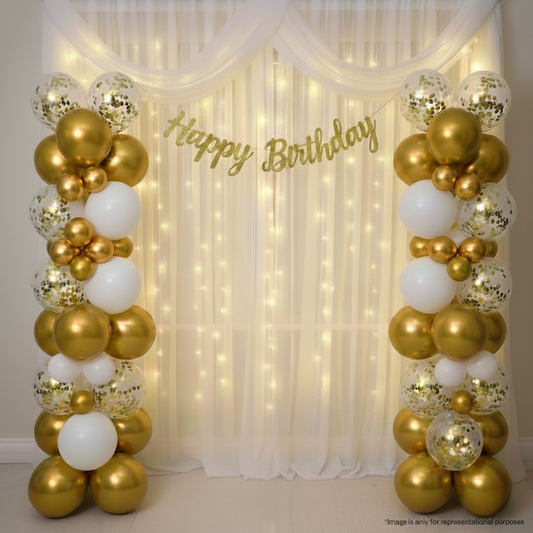 Gold White Birthday Combo (47 pcs)
