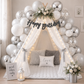 Silver White Theme Birthday Decoration Combo – 59 Pcs