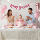 Pink Cursive Birthday Banner Set