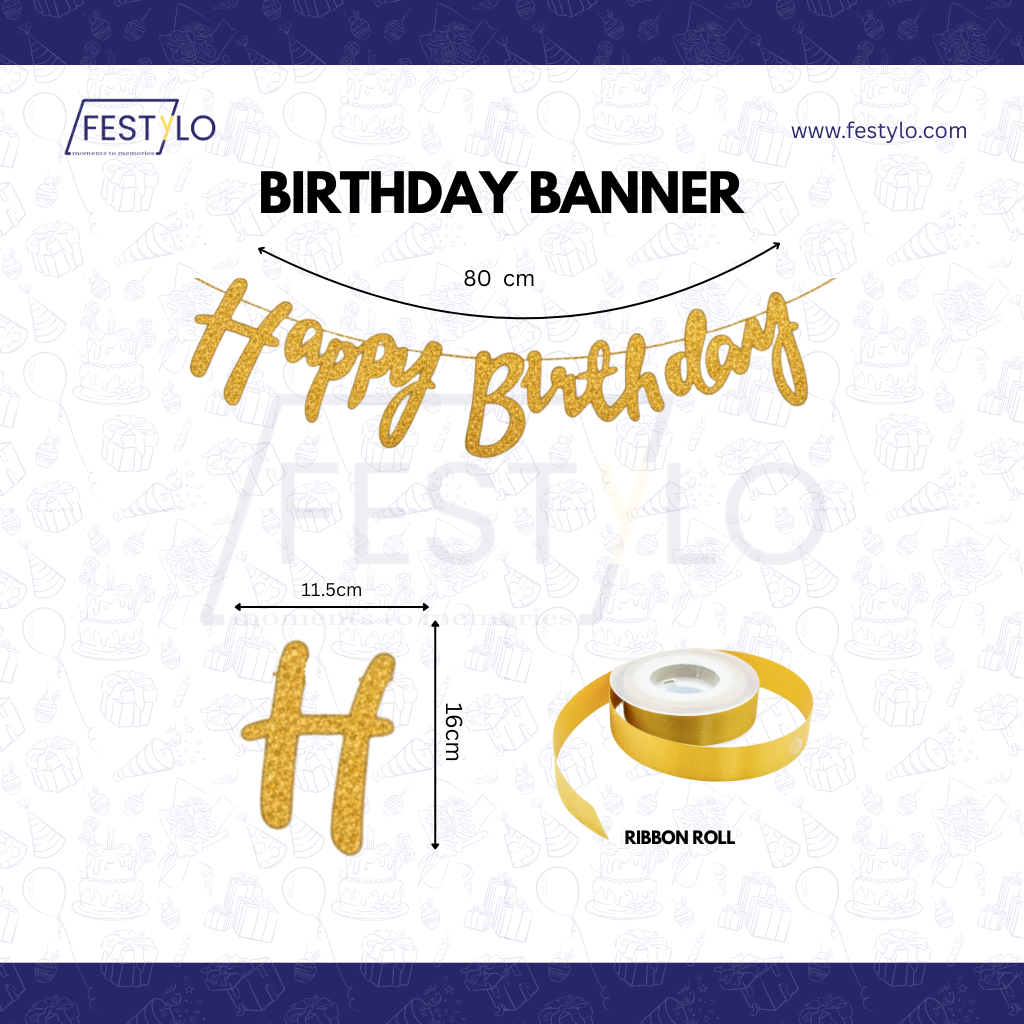 Gold White Birthday Combo (47 pcs)