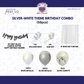 Silver White Theme Birthday Decoration Combo – 59 Pcs