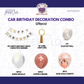 Car Birthday Decoration Combo – 29 Pcs | Rose Gold & White