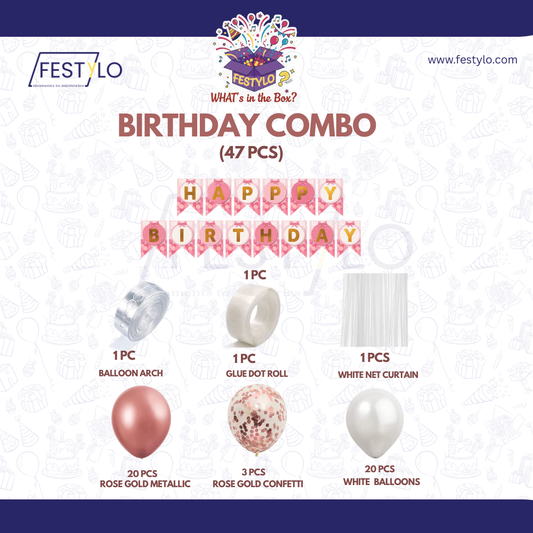 Rose Gold Birthday Decoration Kit (47 pcs)