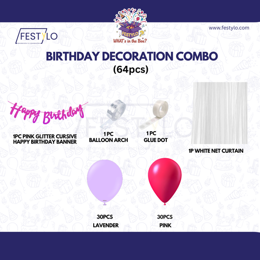Pink Lavender Birthday Combo | 64pcs