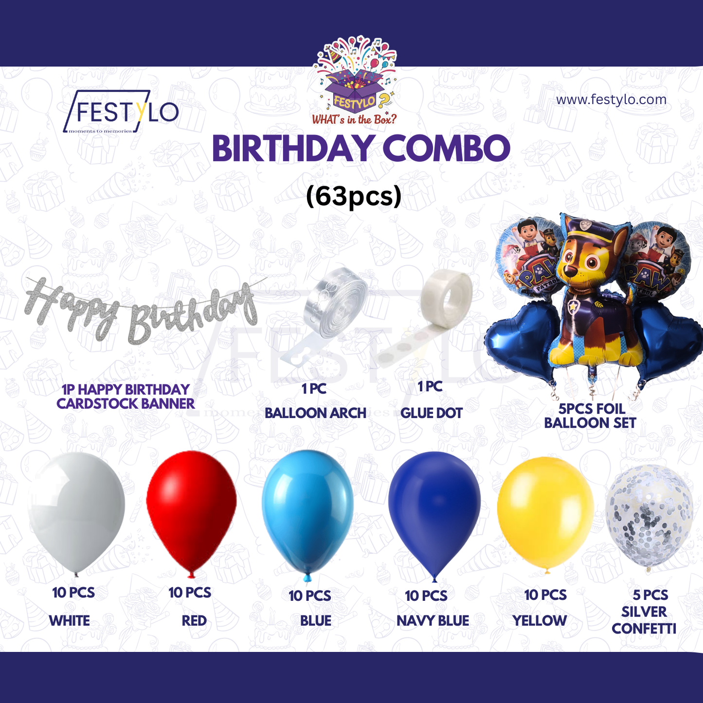 Paw Patrol Birthday Combo Kit (63pcs)