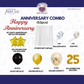 25th Anniversary Combo Decoration Kit (53 Pcs) – Black & Gold Theme with Curtain