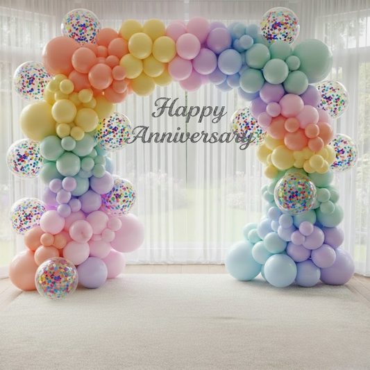 Pastel Theme Party Combo Decoration Kit (114 pcs) – Happy Anniversary