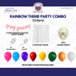 Rainbow Theme Rose-Gold Banner with Golden confetti Decoration Kit (114 Pcs)