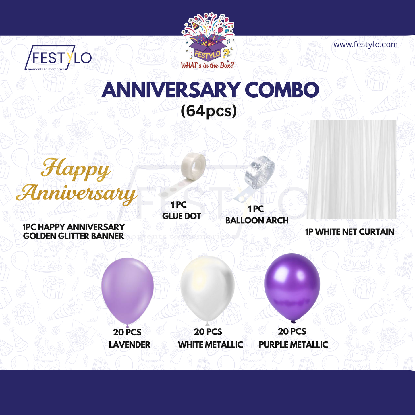 Lavender Purple Anniversary Decoration Kit (64 pcs) (Copy)