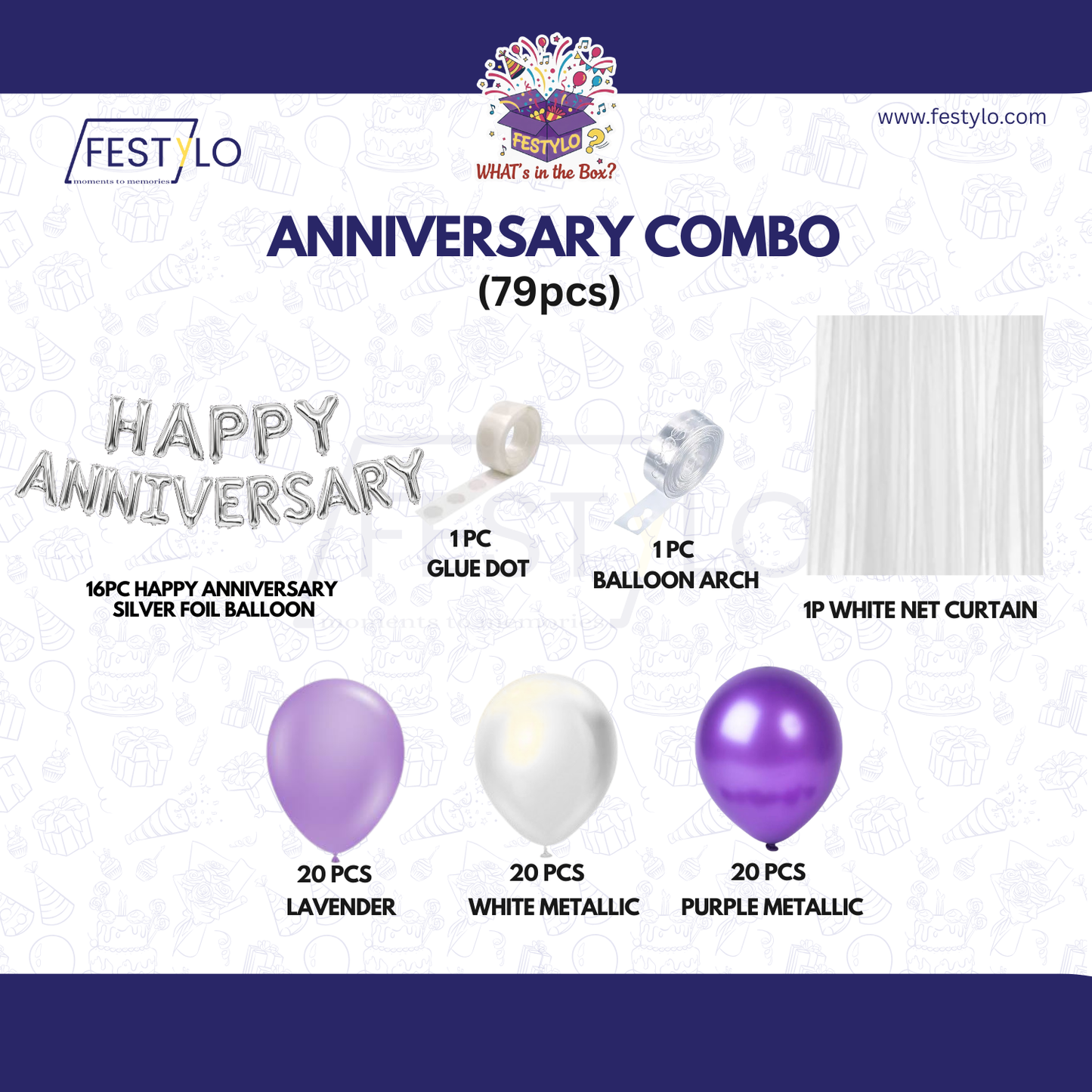 Lavender Purple Anniversary Decoration Kit (79 pcs)