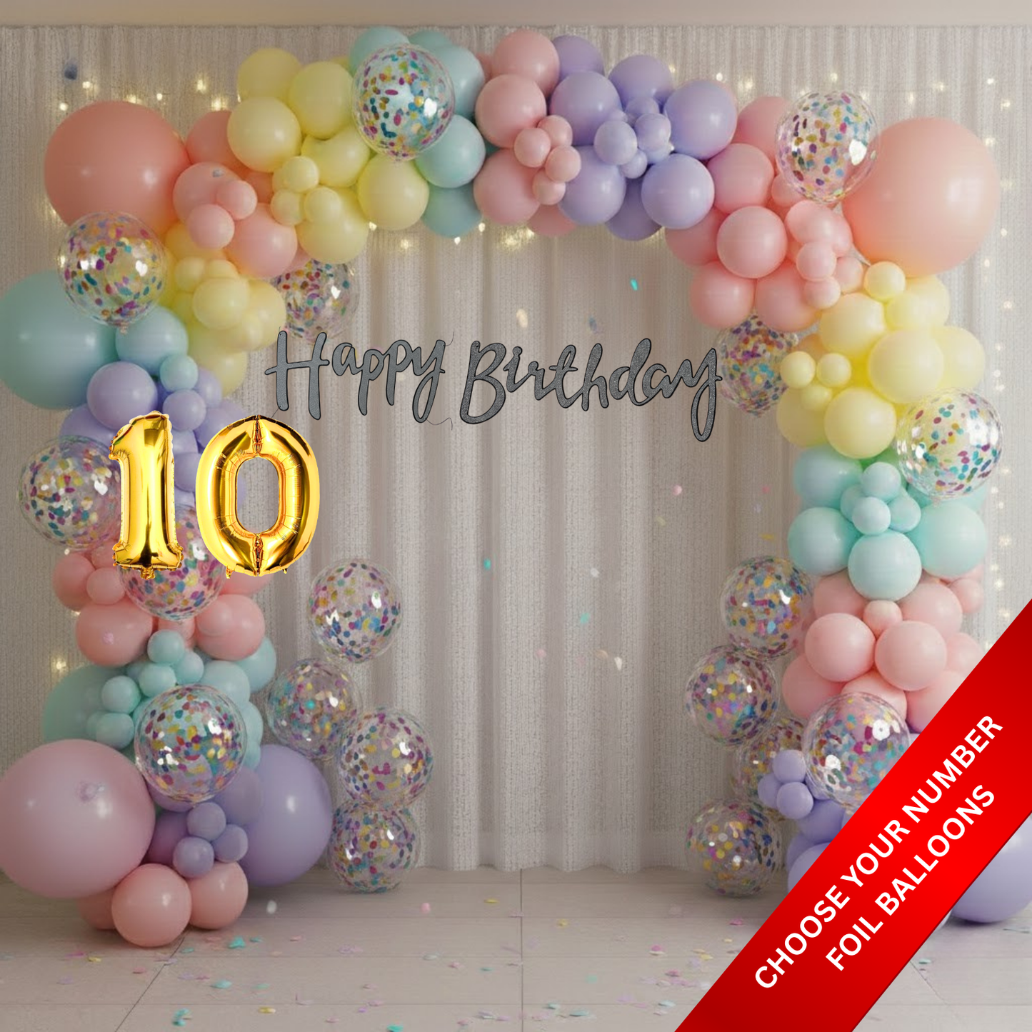 Pastel Theme Birthday Combo Kit with Silver & Grey banner