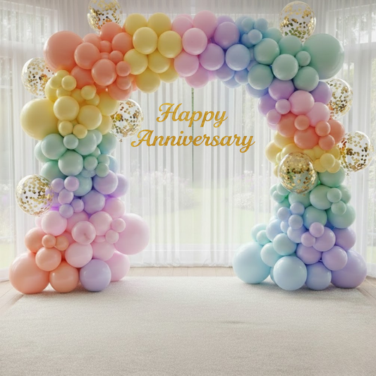 Pastel Theme Party Combo Decoration Kit (114 pcs) – Happy Anniversary