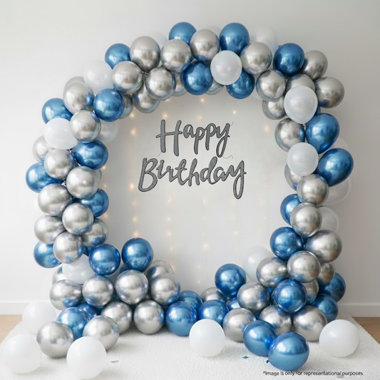Blue White Silver Birthday Decor (53 pcs)