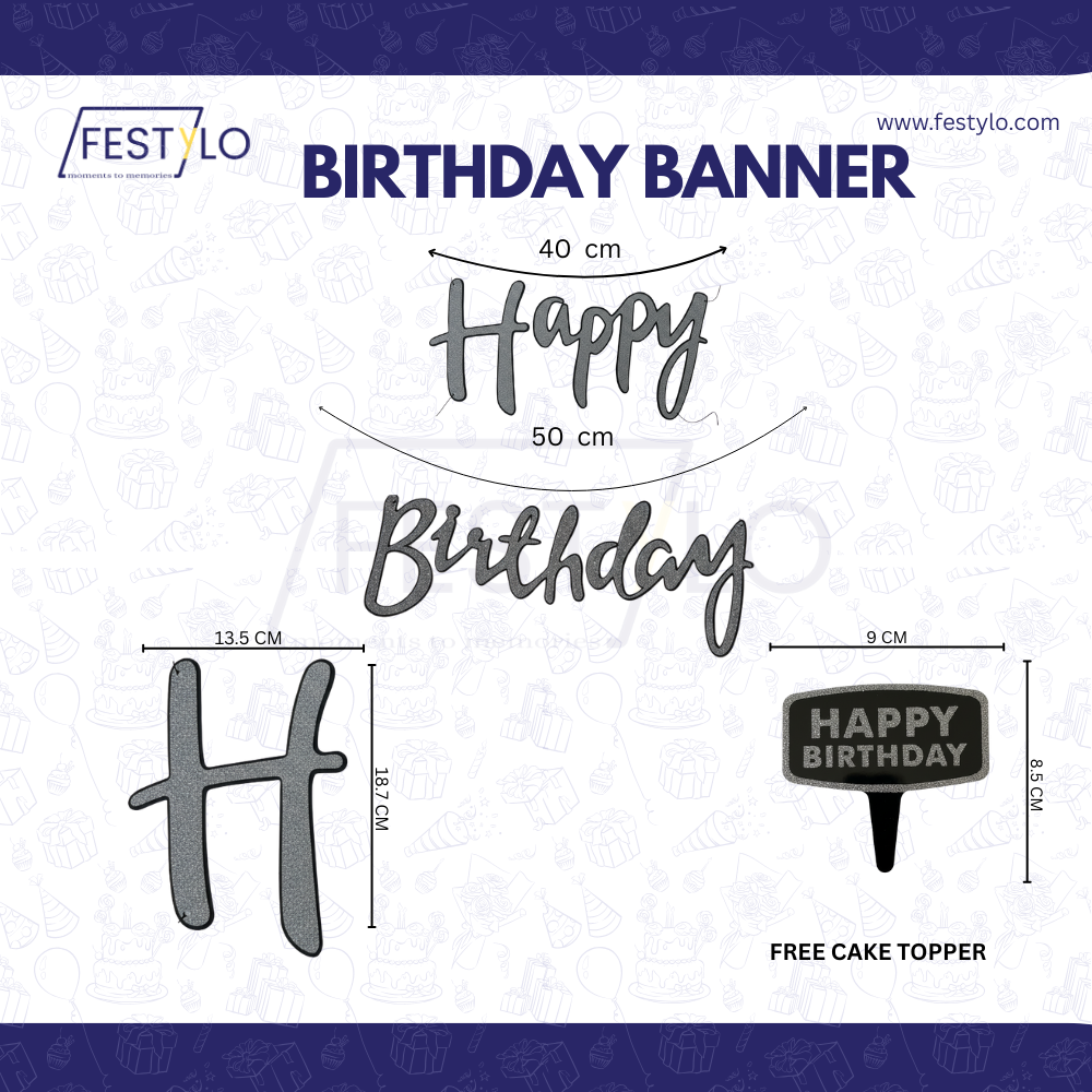 Blue White Silver Birthday Decor (53 pcs)