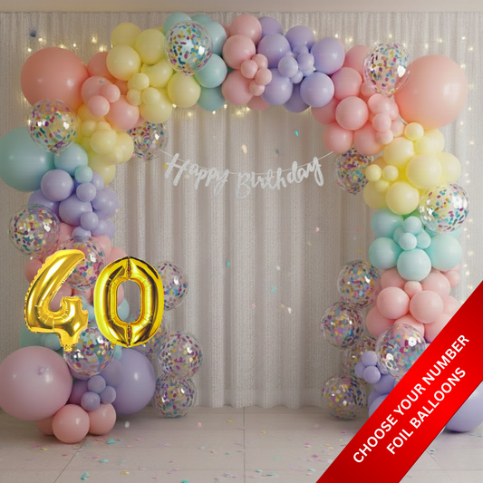 Pastel Theme Birthday Combo Kit with Silver banner